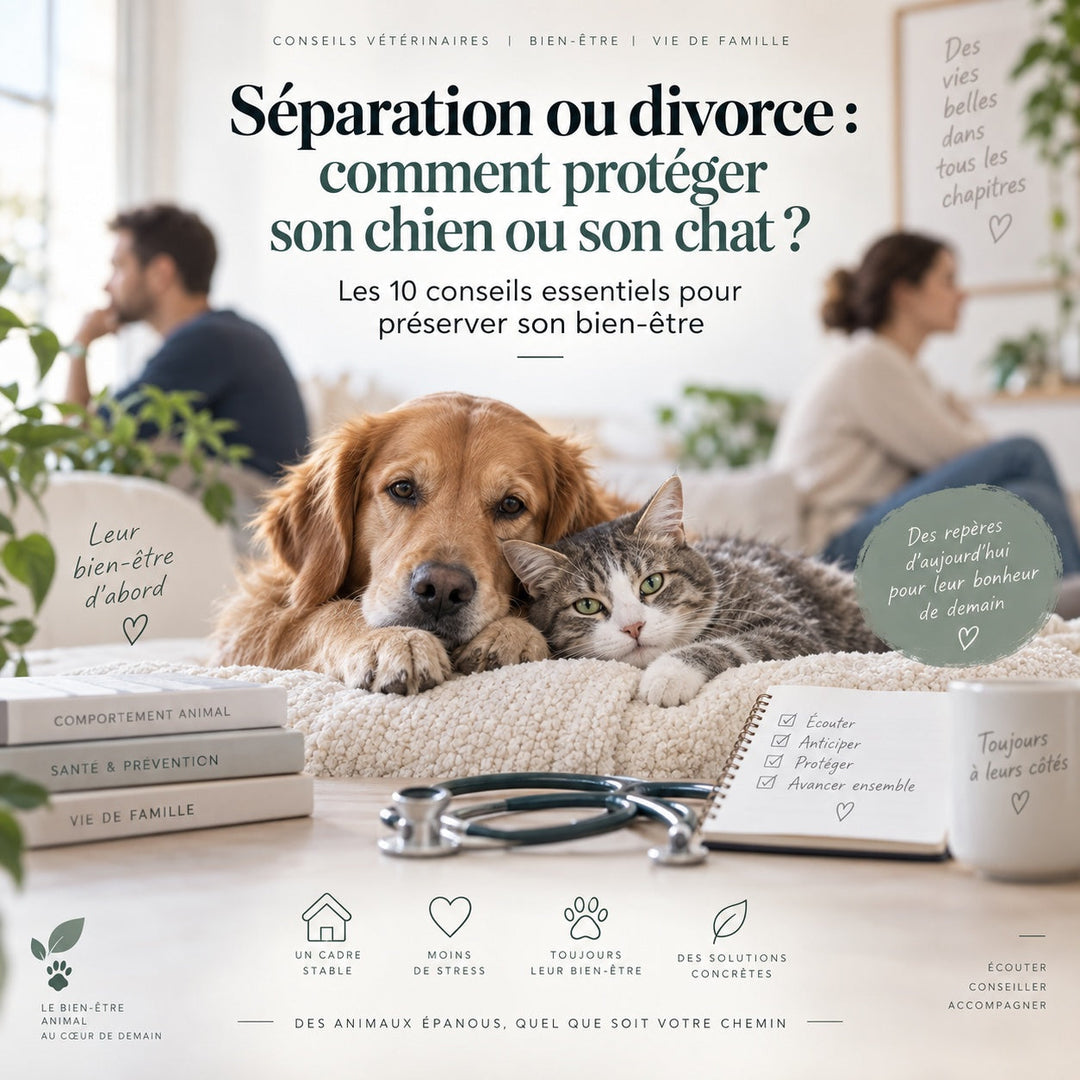 Chien et chat réunis dans un foyer pendant une séparation ou un divorce : comment préserver leur bien-être et limiter leur stress.