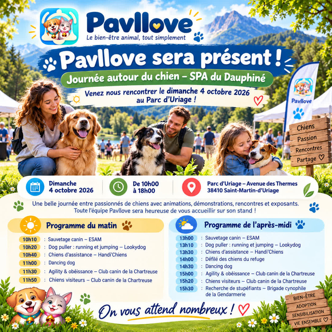 Journée autour du chien à Saint-Martin-d’Uriage avec PAVLLOVE®, la SPA du Dauphiné et de nombreuses animations canines.