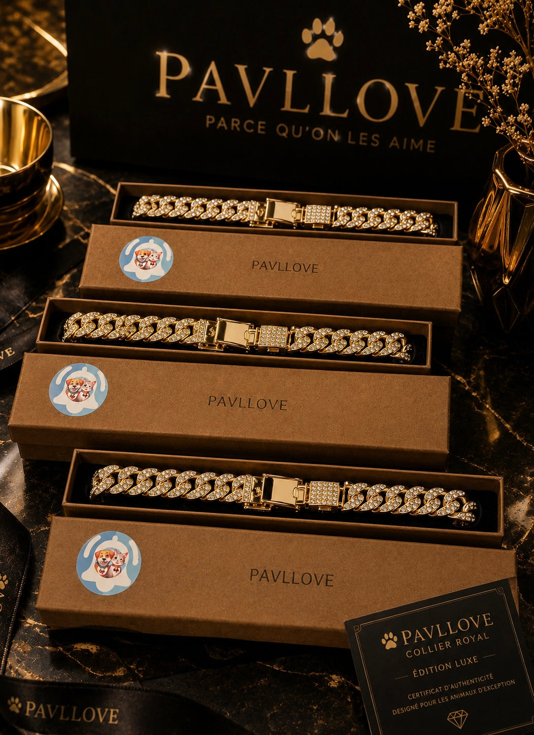 💎 Collier pour chien et chat, Édition Royale – Élégance, Brillance Absolue avec ses strass ⭐⭐⭐⭐⭐