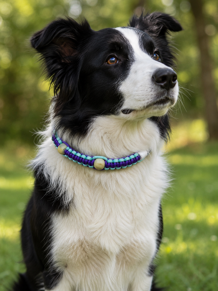 Collier Anti-Tiques & Antiparasitaire Naturel Chien et Chat, Fait Main en France, Perles de Céramique EM (Gamme Tréssée)