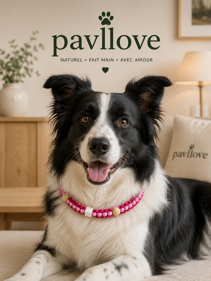 Collier Anti-Tiques & Antiparasitaire Naturel Chien et Chat, Fait Main en France, Perles de Céramique EM (Gamme Tréssée)
