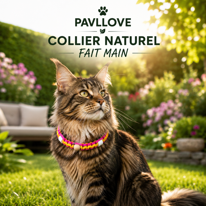 Collier Anti-Tiques & Antiparasitaire Naturel Chien et Chat, Fait Main en France, Perles de Céramique EM (Gamme Tréssée)