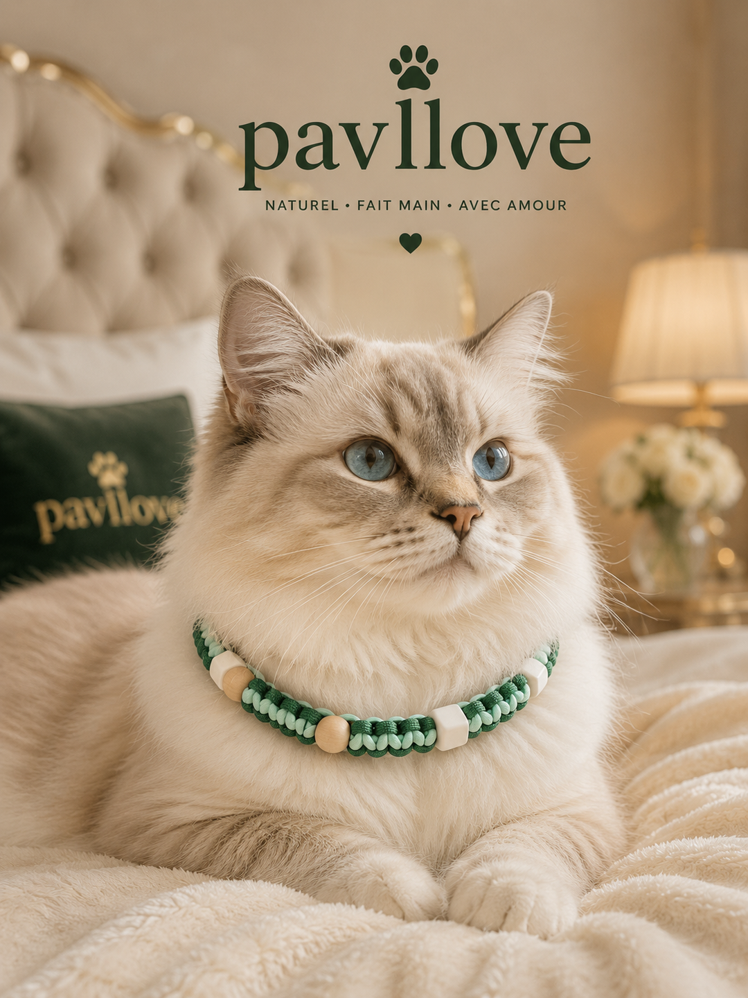 Collier Anti-Tiques & Antiparasitaire Naturel Chien et Chat, Fait Main en France, Perles de Céramique EM (Gamme Tréssée)
