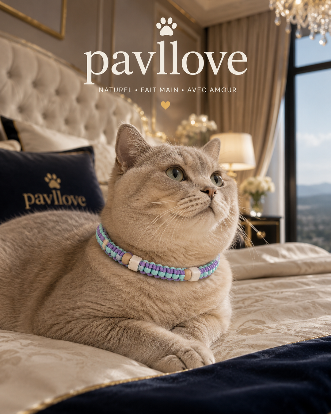 Collier Anti-Tiques & Antiparasitaire Naturel Chien et Chat, Fait Main en France, Perles de Céramique EM (Gamme Tréssée)