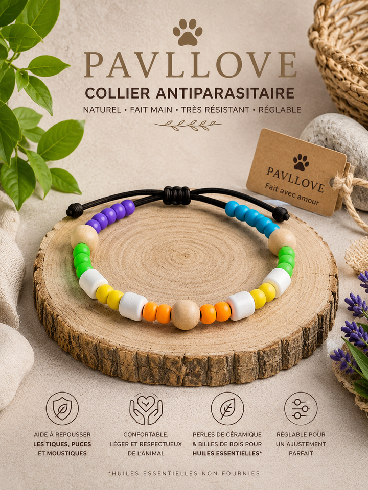 Collier Perle  multicolor plein Anti-Tiques & Antiparasitaire Naturel, Perles de Céramique EM  ⭐⭐⭐⭐⭐