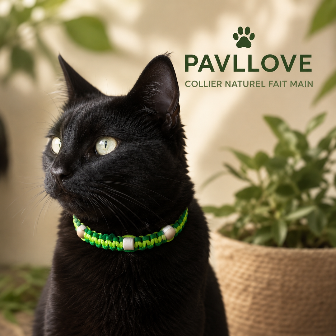 Collier Anti-Tiques & Antiparasitaire Naturel Chien et Chat, Fait Main en France, Perles de Céramique EM (Gamme Tréssée)