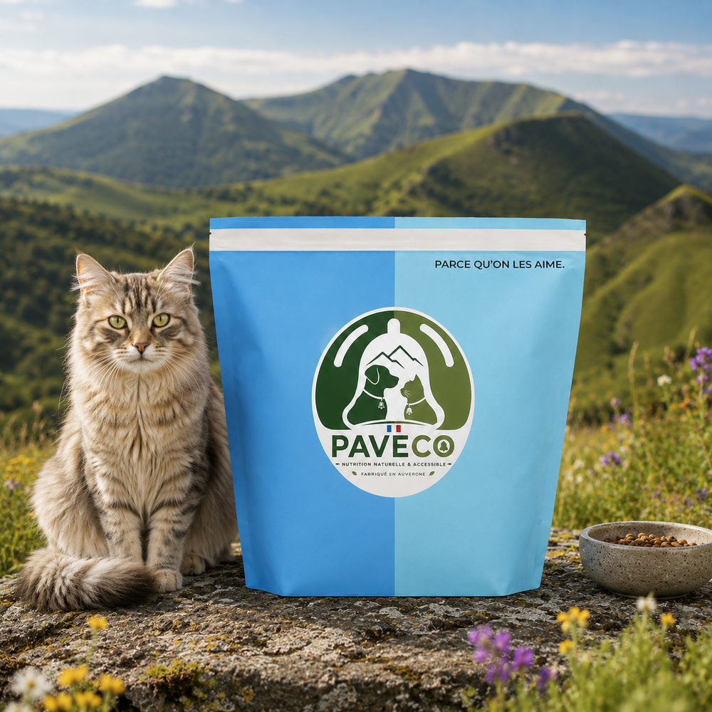 Croquettes pour chat stérilisé PAVECO avec 33 % de poulet et 4 % de légumes déshydratés