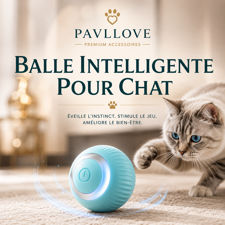 Balle interactive pour chat Pavllove avec LED et rotation automatique 360 degrés