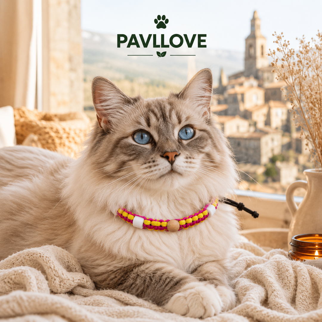 Collier Anti-Tiques & Antiparasitaire Naturel Chien et Chat, Fait Main en France, Perles de Céramique EM (Gamme Tréssée)