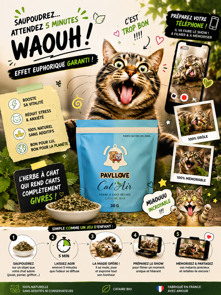 Cat'Air - Herbe séchée pour chat cataire bio (30g) ⭐⭐⭐⭐⭐
