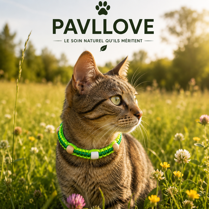 Collier Anti-Tiques & Antiparasitaire Naturel Chien et Chat, Fait Main en France, Perles de Céramique EM (Gamme Tréssée)