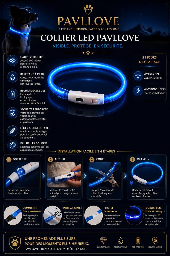 Colliers LED Pavllove pour chiens et chats