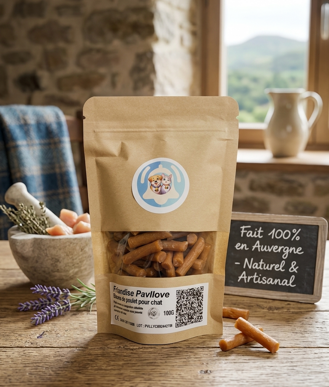 Friandises Bâtons de poulet pour chat 100g – Naturelles & digestes | Pavllove ⭐⭐⭐⭐⭐