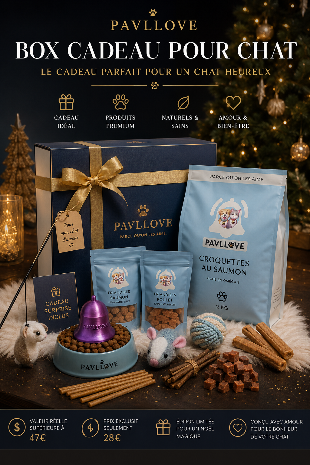 🎄🐱 BOX CADEAU PAVLLOVE – ÉDITION SPÉCIALE CHAT ⭐⭐⭐⭐⭐