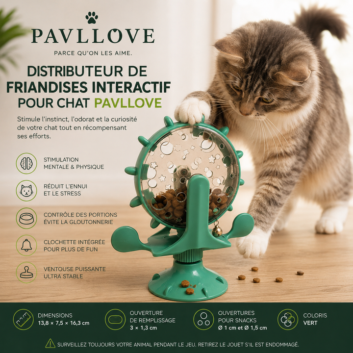 Distributeur de Friandises Interactif pour Chat – Anti-Ennui, Ventouse Antidérapante, Clochette Stimulante ⭐⭐⭐⭐⭐