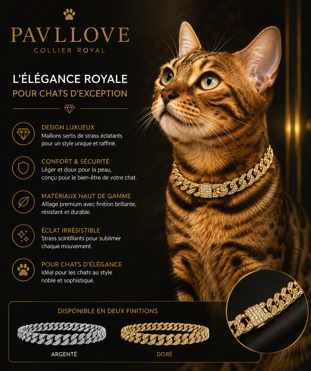 💎 Collier pour chien et chat, Édition Royale – Élégance, Brillance Absolue avec ses strass ⭐⭐⭐⭐⭐