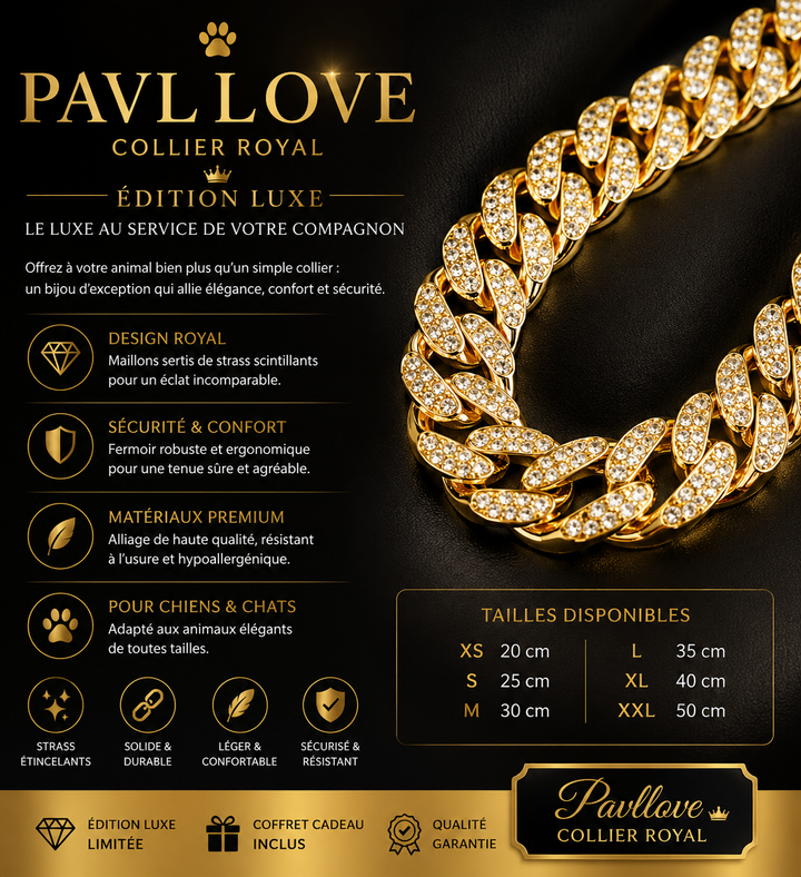 💎 Collier pour chien et chat, Édition Royale – Élégance, Brillance Absolue avec ses strass ⭐⭐⭐⭐⭐