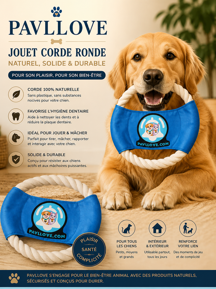 🐾 Jouet corde ronde Pavllove – Solidité, plaisir et complicité garantie ! ⭐⭐⭐⭐⭐