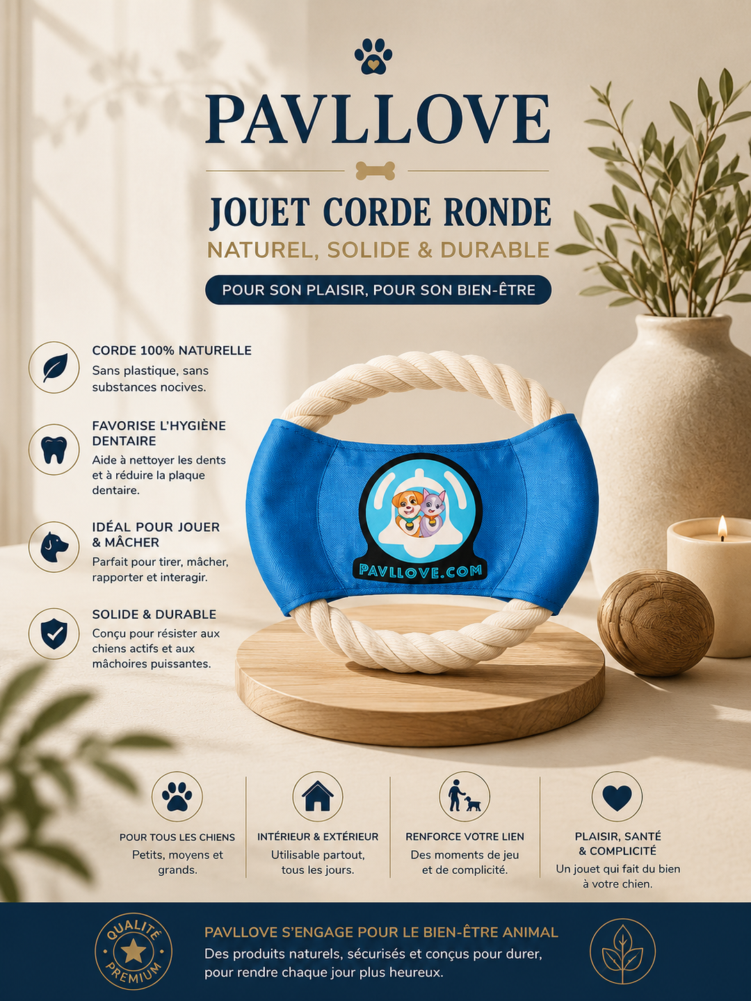 🐾 Jouet corde ronde Pavllove – Solidité, plaisir et complicité garantie ! ⭐⭐⭐⭐⭐