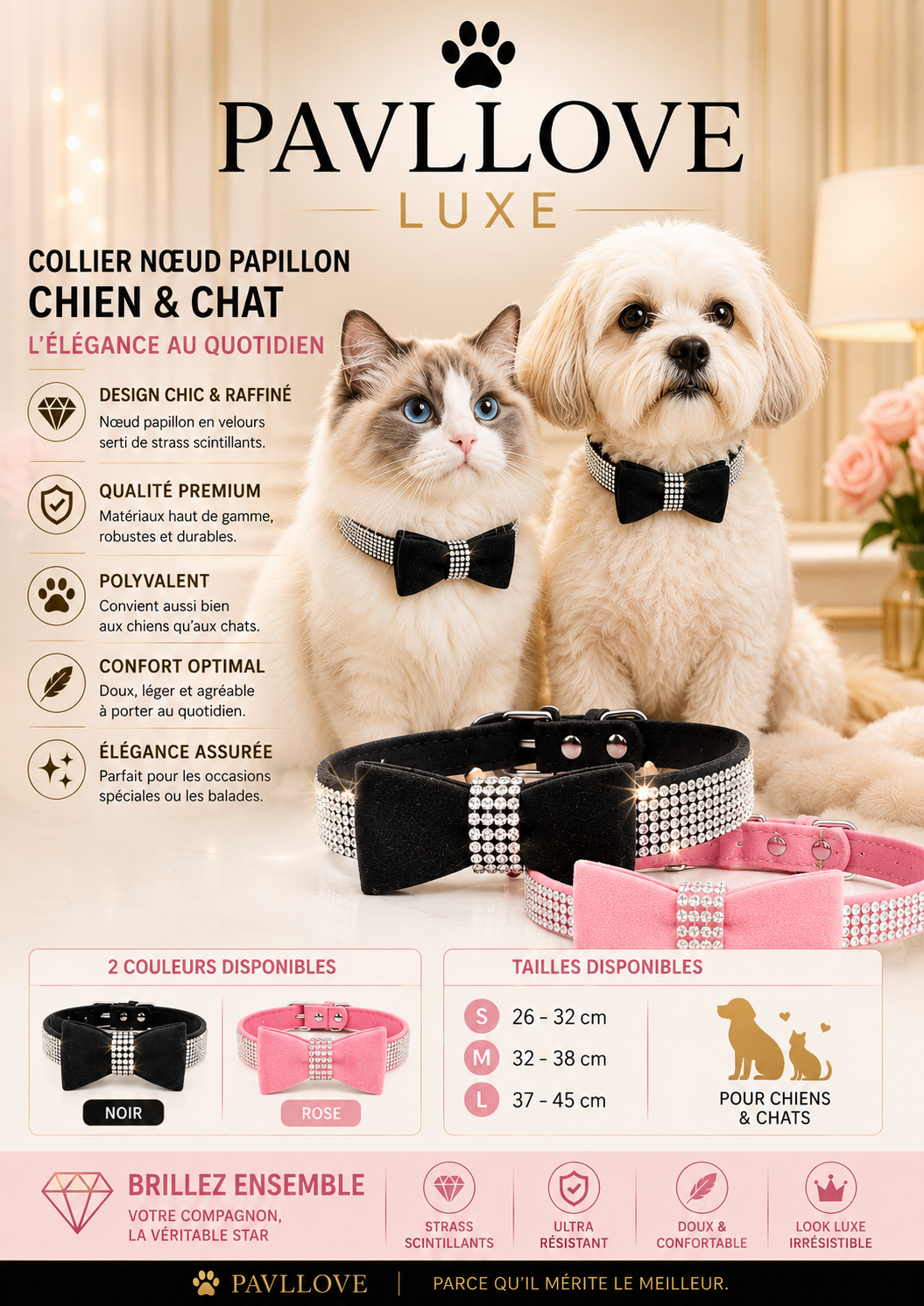 Collier nœud papillon bijoux pour chiens et chats ⭐⭐⭐⭐⭐