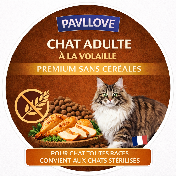 Croquettes sans céréales pour chat adulte ⭐⭐⭐⭐⭐