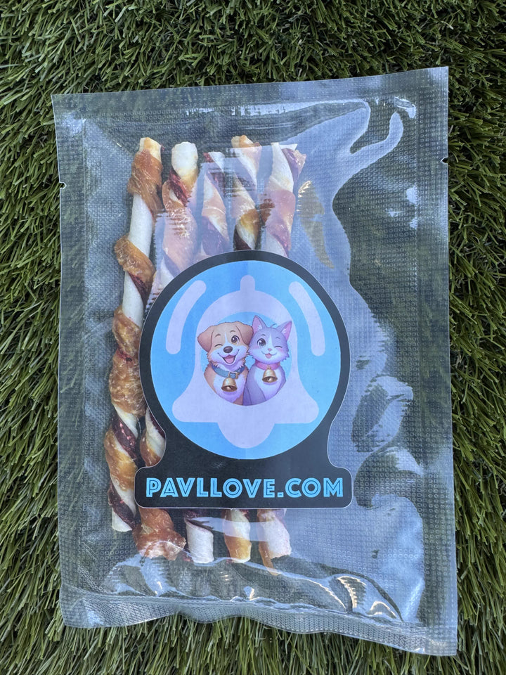 Pavllove – friandises roulées au poulet et au bœuf, plaisir gourmand et sain pour petits chiens.