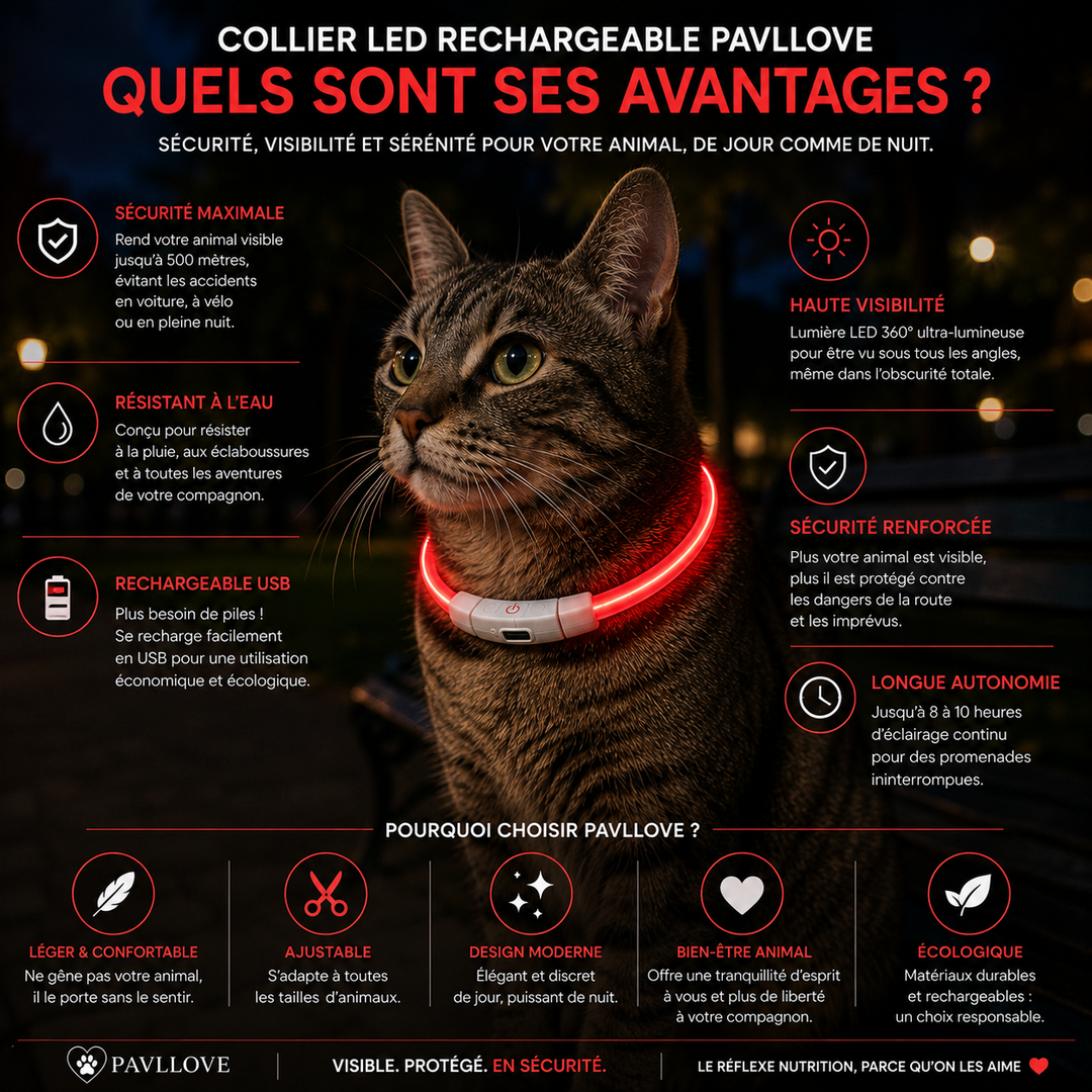 Colliers LED Pavllove pour chiens et chats