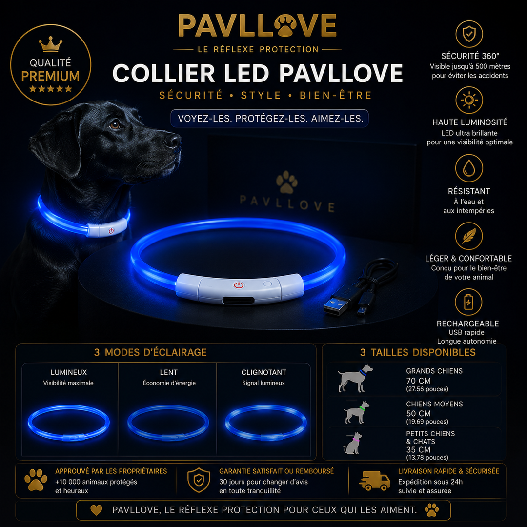 Colliers LED Pavllove pour chiens et chats