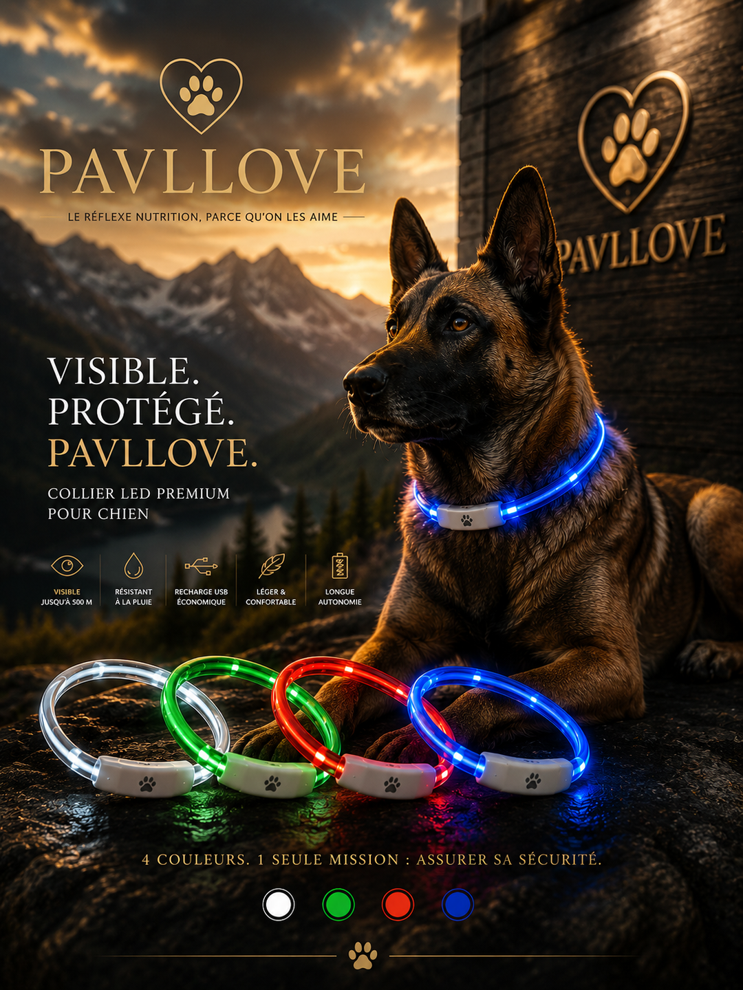 Colliers LED Pavllove pour chiens et chats