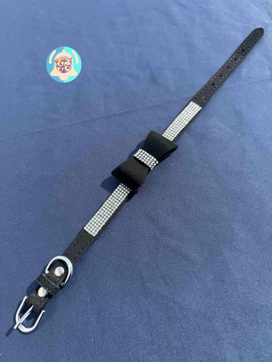 Chien portant un collier Pavllove nœud papillon à strass, accessoire raffiné symbole d’élégance et d’amour.