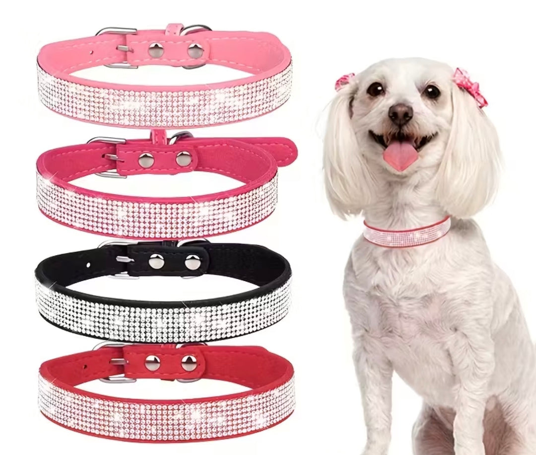 Collier à Strass pour Chien et Chat Résistant, Ajustable, Haute Qualité Rose ou Noir, Luxe Brillant pour Petit, Moyen et Grand Chien - Pavllove