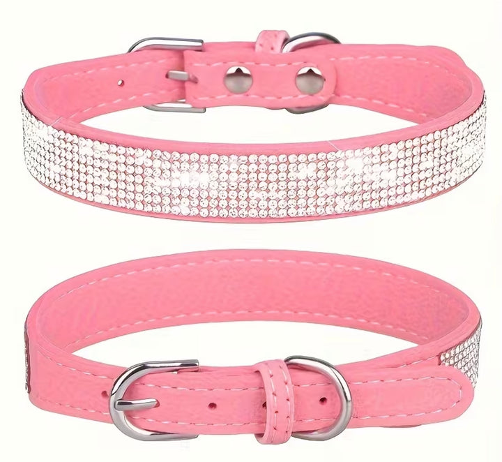 Collier à Strass pour Chien et Chat Résistant, Ajustable, Haute Qualité Rose ou Noir, Luxe Brillant pour Petit, Moyen et Grand Chien - Pavllove