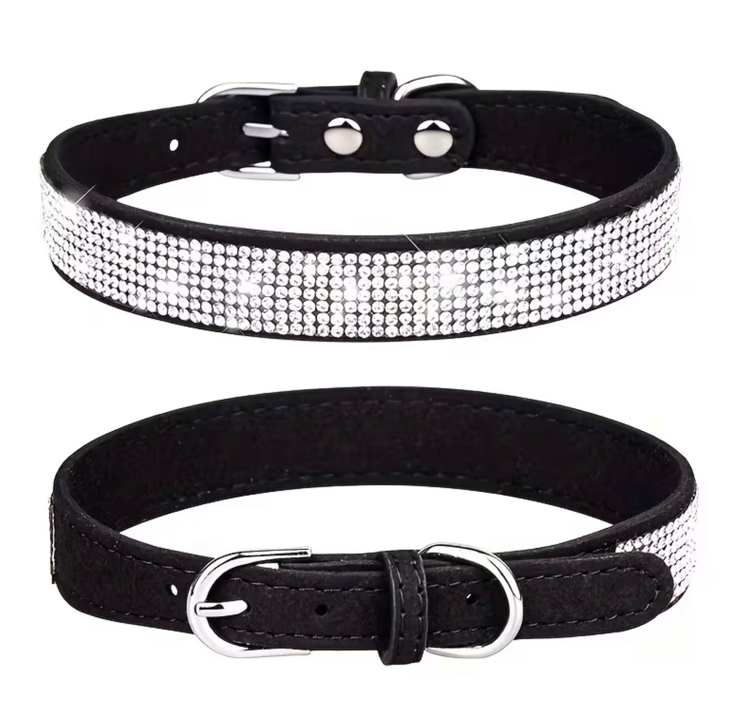 Collier à Strass pour Chien et Chat Résistant, Ajustable, Haute Qualité Rose ou Noir, Luxe Brillant pour Petit, Moyen et Grand Chien - Pavllove