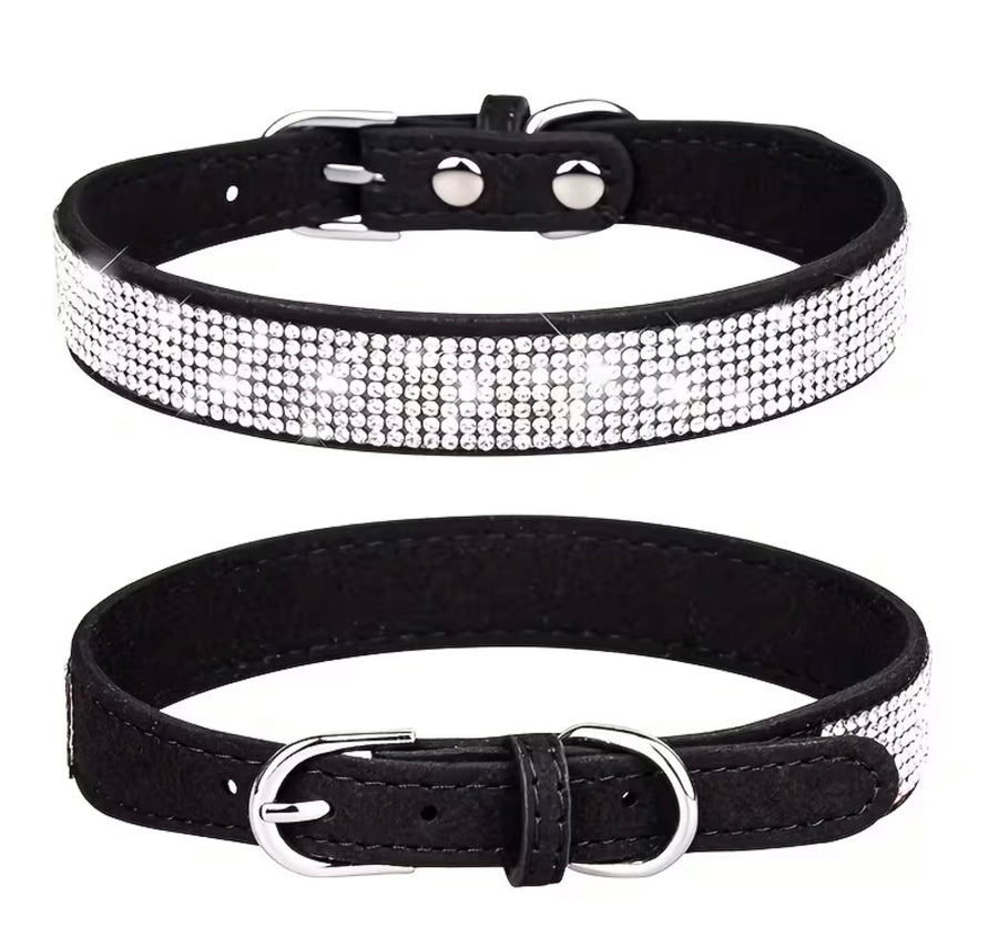 Collier à Strass pour Chien et Chat Résistant, Ajustable, Haute Qualité Rose ou Noir, Luxe Brillant pour Petit, Moyen et Grand Chien - Pavllove