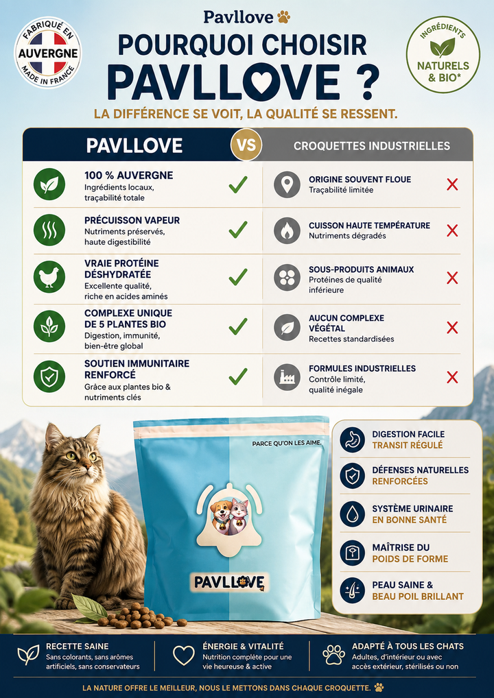 Croquettes Haut de gamme pour Chat adulte & senior (stérilisé ou non)  Volaille
