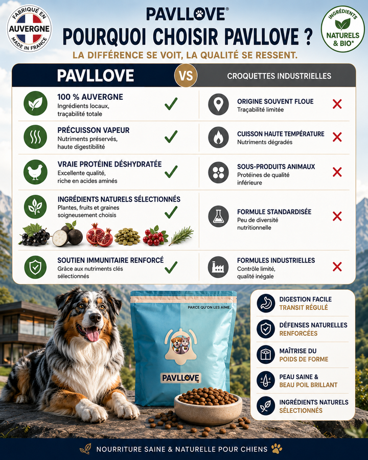 Croquettes chien adulte volaille pour digestion et équilibre intestinal
