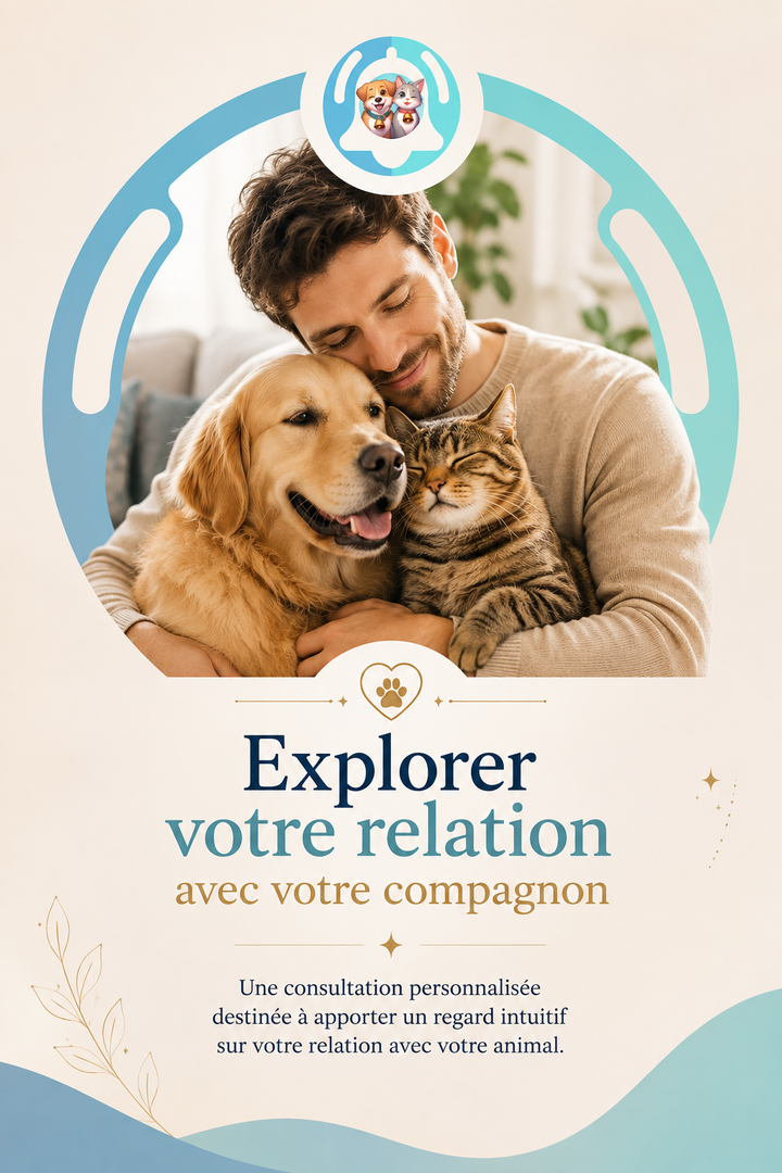 Consultation intuitive animale en ligne PAVLLOVE® pour explorer la relation avec votre compagnon, comprendre les changements de comportement et accompagner son bien-être.
