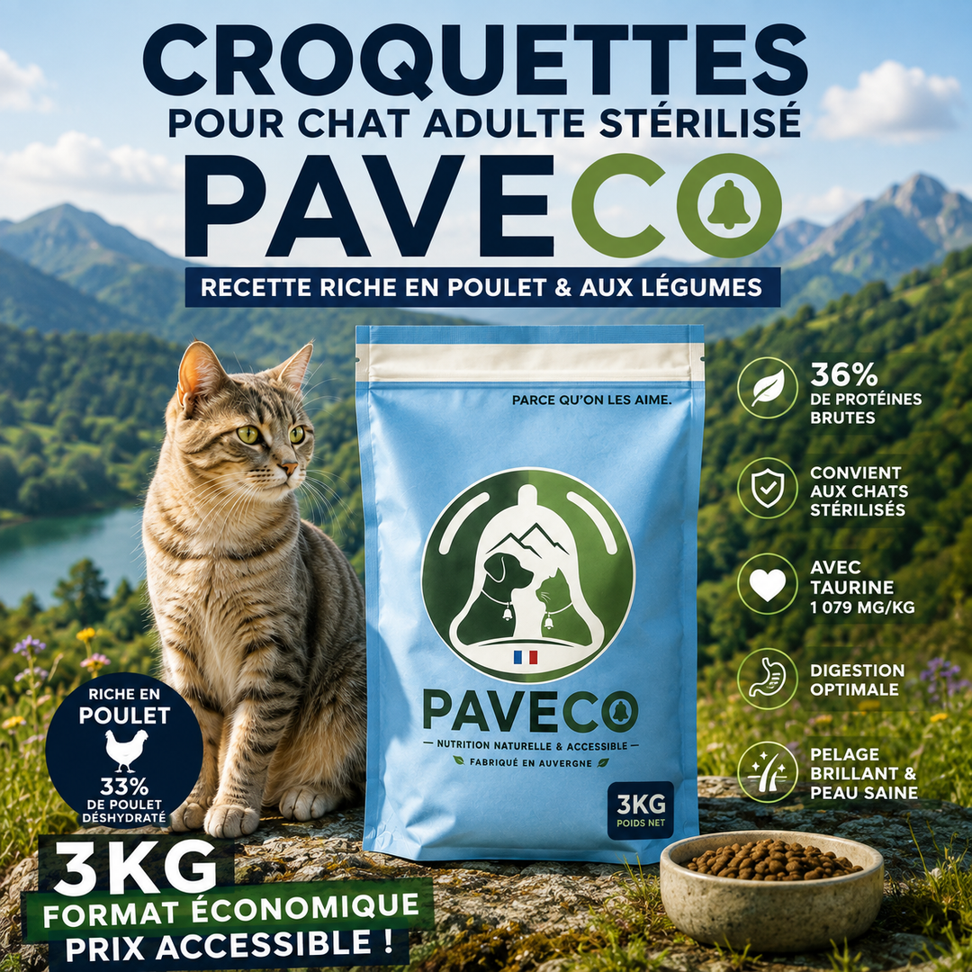 Croquettes chat adulte stérilisé PAVECO en grand format avec prix au kilo avantageux