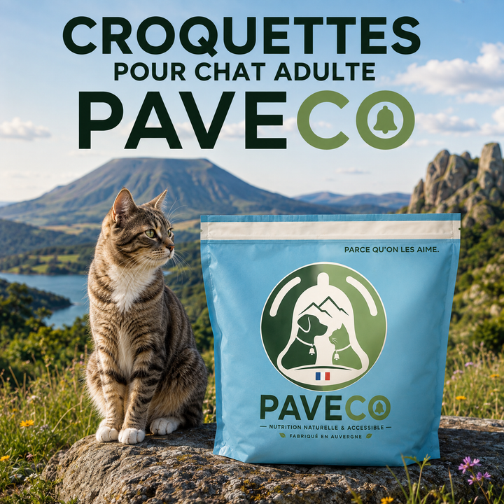 Croquettes chat stérilisé PAVECO alimentation économique au poulet et aux légumes