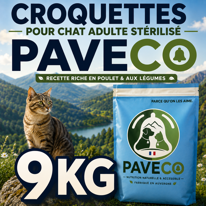 Croquettes poulet légumes pour chat adulte stérilisé en format économique PAVECO