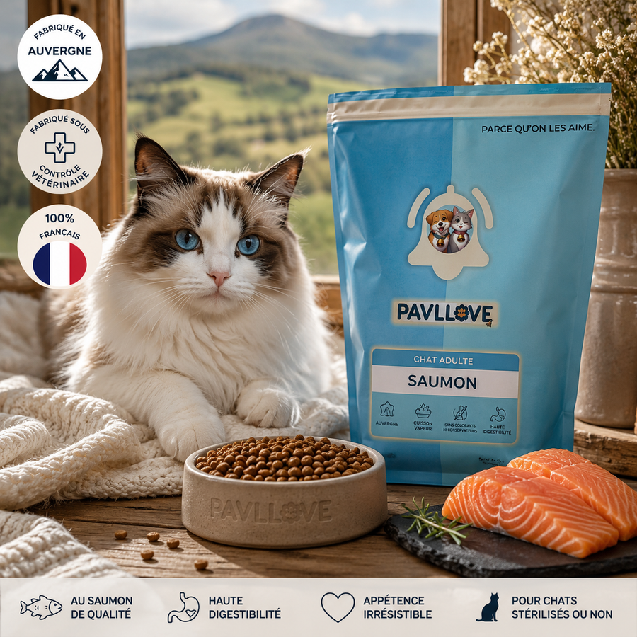 Croquettes naturelles au saumon pour chat adulte de toutes races