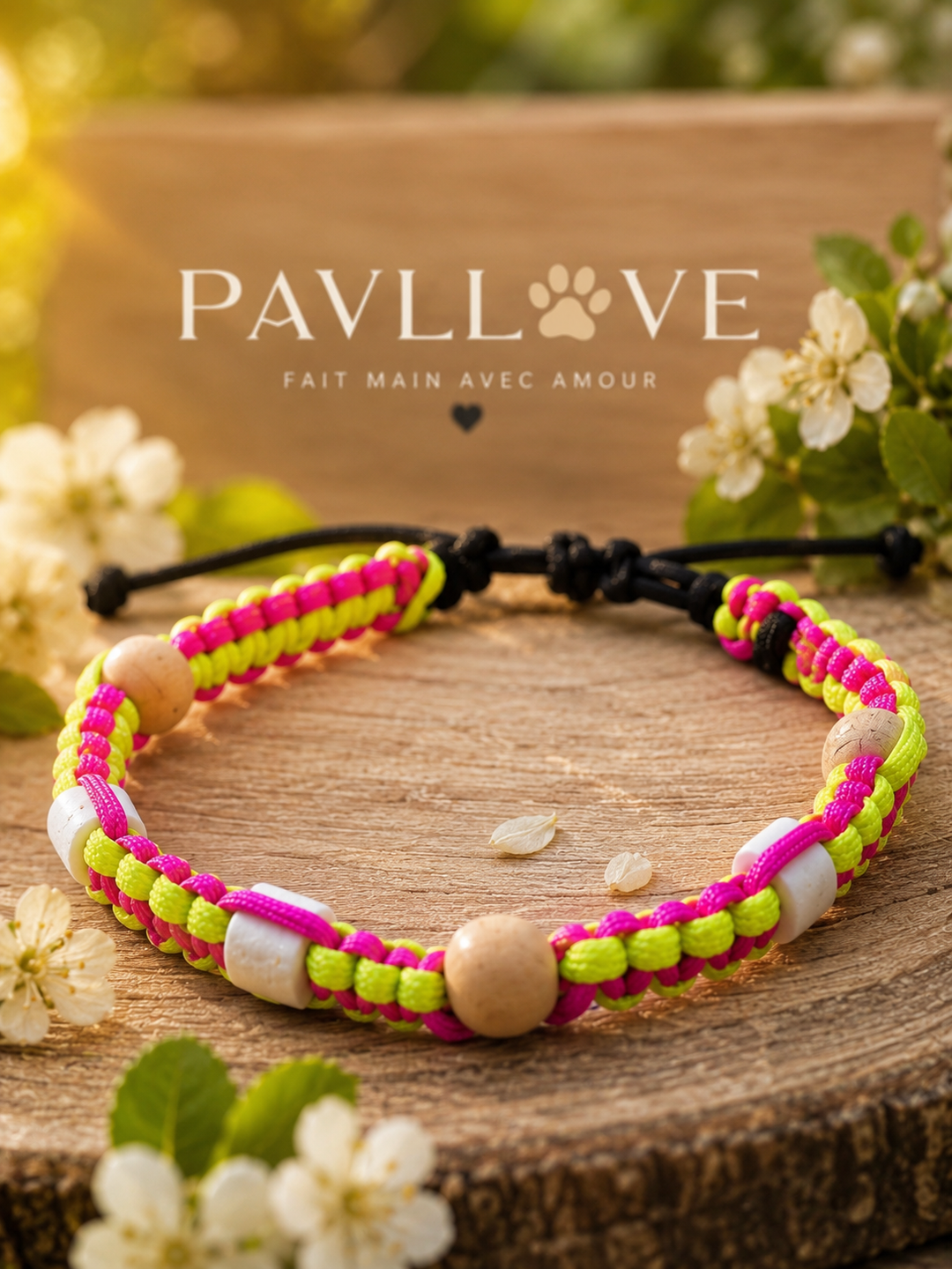 Collier Anti-Tiques & Antiparasitaire Naturel Chien et Chat, Fait Main en France, Perles de Céramique EM (Gamme Tréssée)