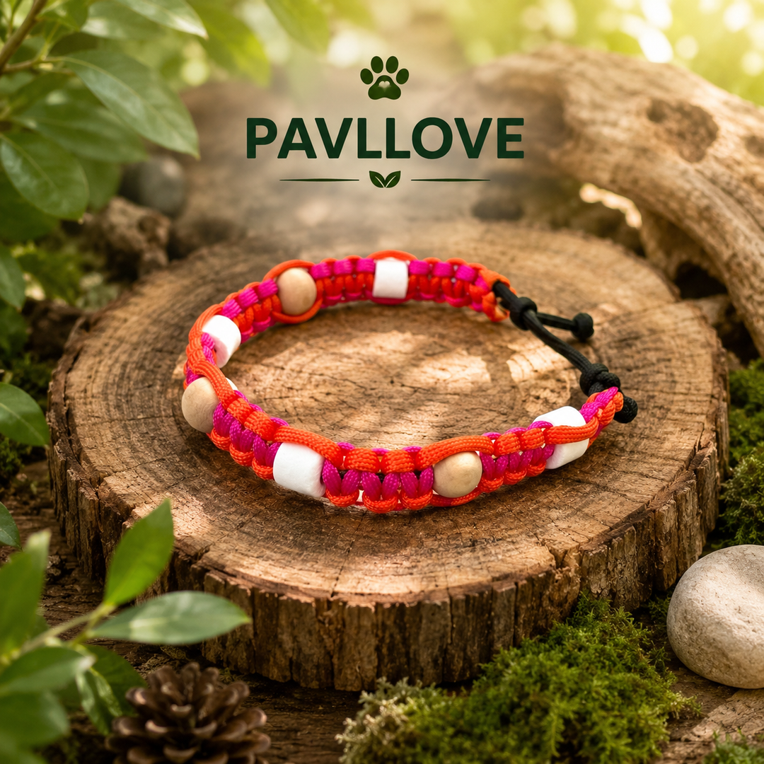 Collier Anti-Tiques & Antiparasitaire Naturel Chien et Chat, Fait Main en France, Perles de Céramique EM (Gamme Tréssée)