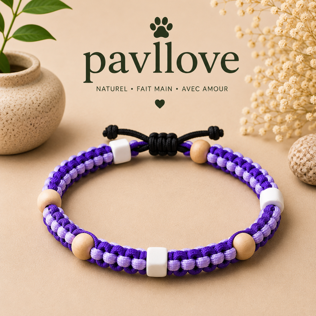 Colliers Violet & mauve Anti-Tiques & Antiparasitaire Naturel (Tréssée) avec Perles de céramique EM ⭐⭐⭐⭐⭐