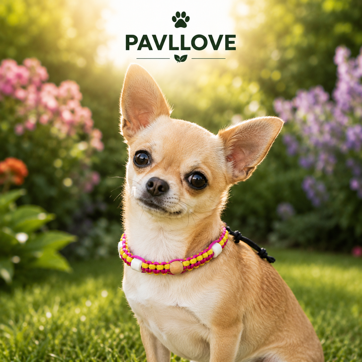 Collier Anti-Tiques & Antiparasitaire Naturel Chien et Chat, Fait Main en France, Perles de Céramique EM (Gamme Tréssée)
