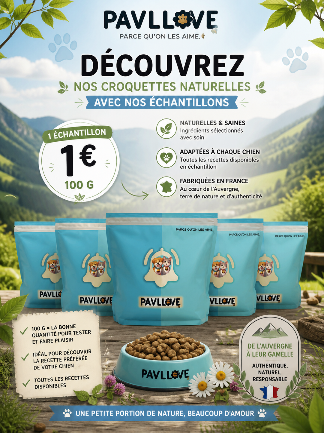Kit d'essai - Premium pour chien et chat 1€ (Choisissez) ⭐⭐⭐⭐⭐