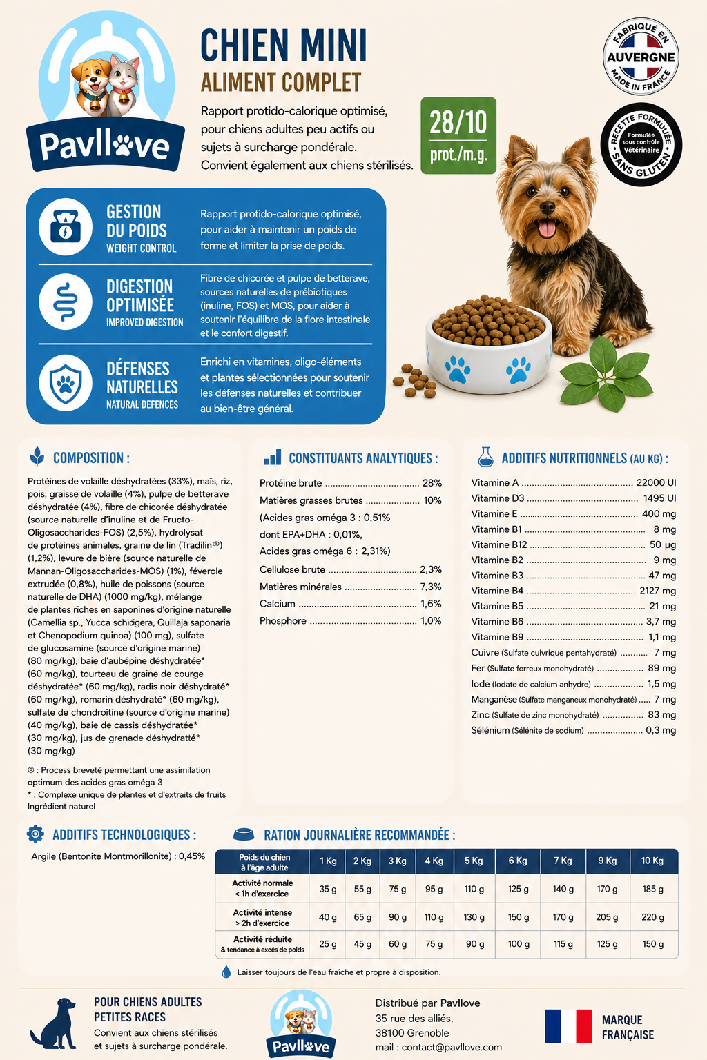 Croquettes haut de gamme pour petit chien Adulte & Senior -Volaille ⭐⭐⭐⭐⭐