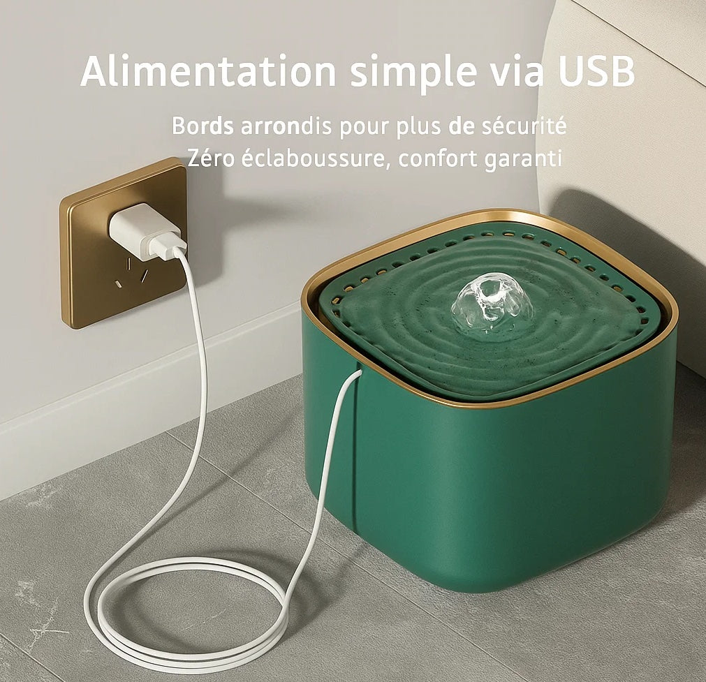 Fontaine à eau automatique Pavllove pour chats, inox premium et filtre à charbon, encourage l’hydratation quotidienne.