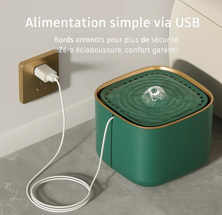 Fontaine à eau automatique Pavllove pour chats, inox premium et filtre à charbon, encourage l’hydratation quotidienne.