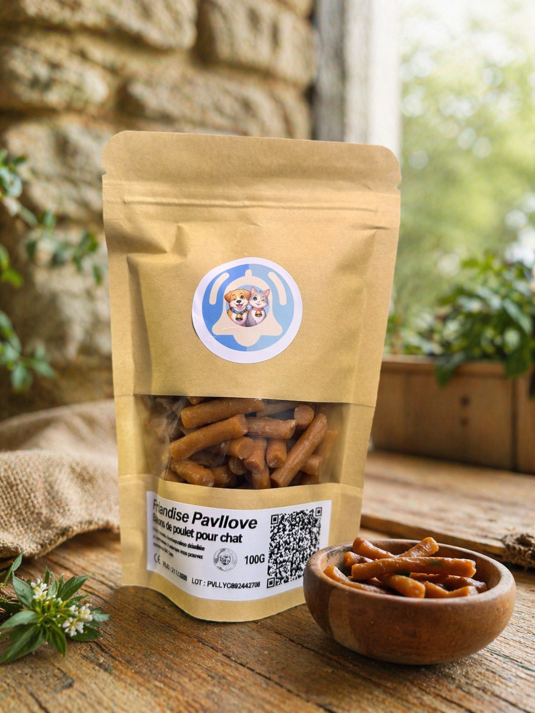 Friandises Bâtons de poulet pour chat 100g – Naturelles & digestes | Pavllove ⭐⭐⭐⭐⭐